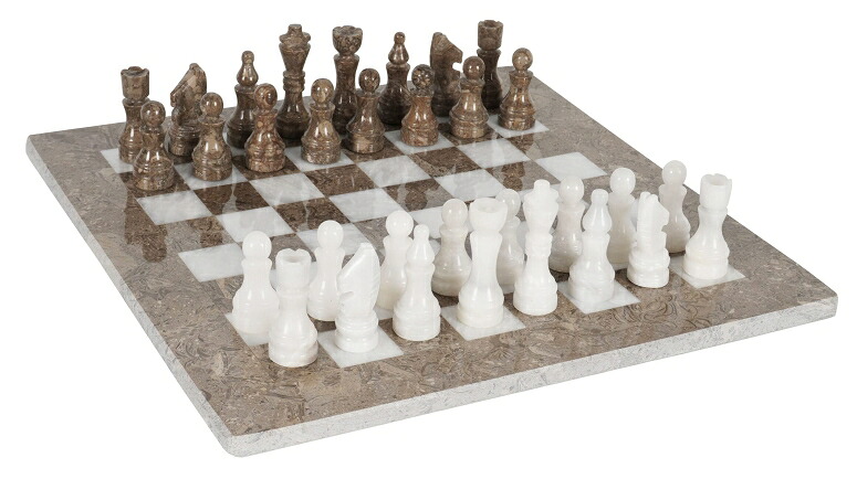 チェスセット RADICALn 15 Inches Weighted Handmade Marble Grey Oceanic and White Staunton Tournament Chess Set Classic Ambassador Style Adults Chess Board Game Sets 【並行輸入品】｜MJ-MARKET
