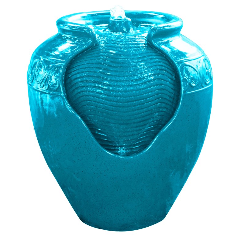 ガーデン 噴水 インテリア噴水 置き型 噴水 滝のオブジェ ウォーターフォールファウンテン Teamson Home Floor Glazed Pot Water Fountain with Built-in LED Light and Pump for Outdoor Indoor Patio Garden Backyard Decking Home Decor, 17 inch 【並行輸入品】