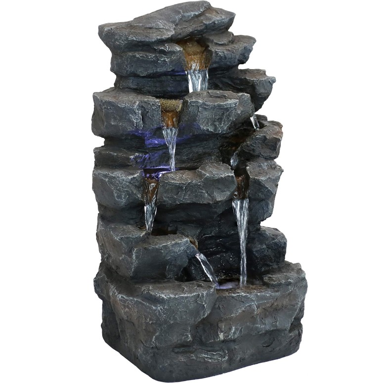 園地 吹き上げ 室内装飾吹き上げ 置き型 吹き上げ 滝のオブジェ ウォーターフォールファウンテン Sunnydaze Grotto Falls Outdoor Water Fountain with LED Lights - Small Polyresin Zen Waterfall Feature for Lawn, Garden or Patio - Corded Electric  【並行輸入品】