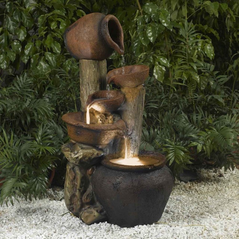 庭園 吹き上げ 室内装飾吹き上げ 置き型 吹き上げ 滝のオブジェ ウォーターフォールファウンテン Tree Pot Outdoor-Indoor Fountain with Illumination 【並行輸入品】