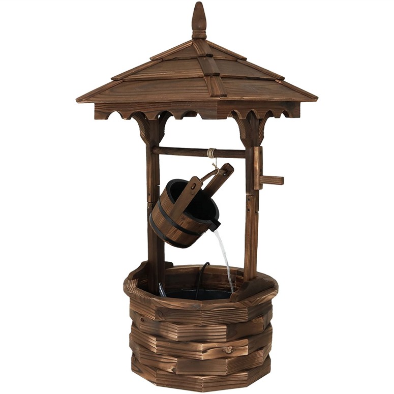 ガーデン 噴水 インテリア噴水 置き型 噴水 滝のオブジェ ウォーターフォールファウンテン Sunnydaze Old-Fashioned Wooden Wishing Well Water Fountain - Outdoor Garden Fountain Waterfall Feature - 48 Inch Tall 【並行輸入品】