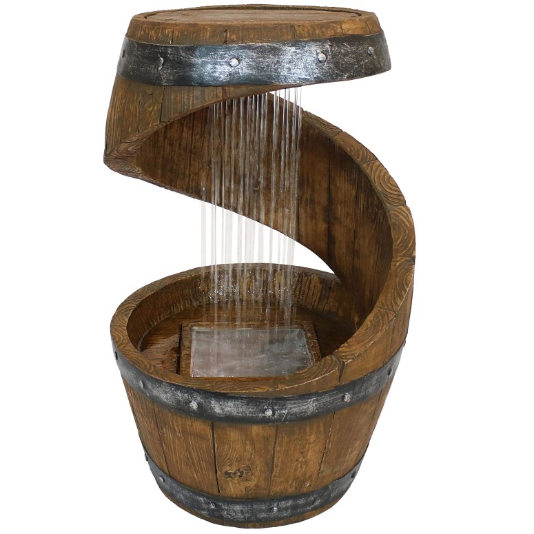 園地 吹き上げ 室内装飾吹き上げ 置き型 吹き上げ 滝のオブジェ ウォーターフォールファウンテン Sunnydaze Spiraling Barrel Outdoor Water Fountain - Patio \u0026 Garden Water Feature with LED Lights \u0026 Submersible Electric Pump - 25 Inch 【並行輸入品】