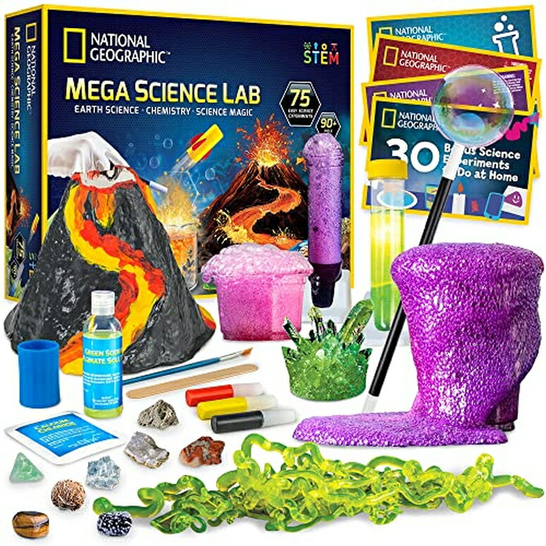 ナショナルジオグラフィック 科学知識一揃いの道具 NATIONAL GEOGRAPHIC Mega Science Lab - Science Kit Bundle Pack with 75 Easy Experiments, Featuring Earth Science, Chemistry, and Science Magic Activities for Kids 【並行輸入品】