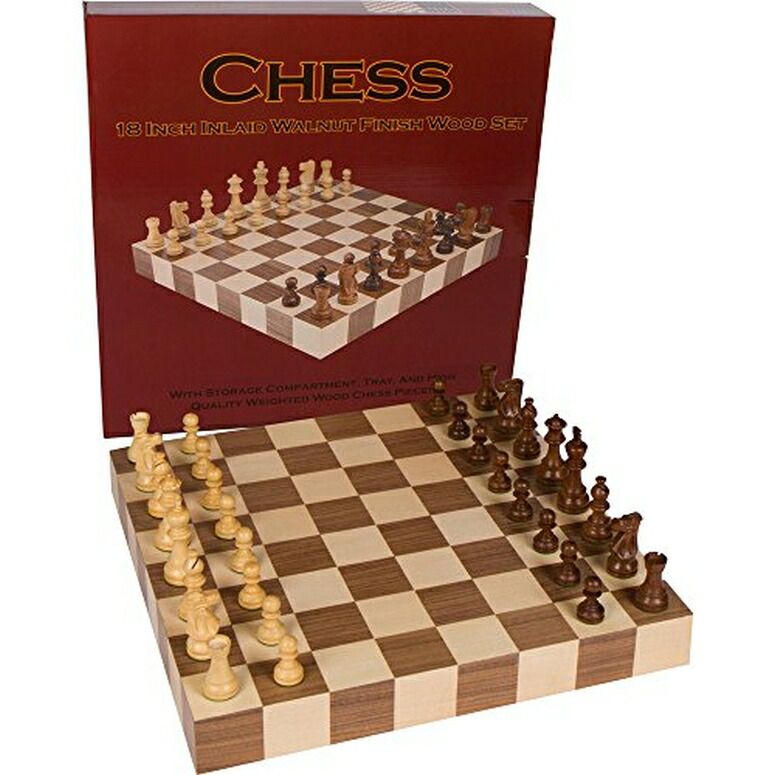 チェスセット Athena Tournament Chess Inlaid Wood Board Game with Weighted Wooden Pieces, Large 18 x 18 Inch Set 【並行輸入品】|MJ-MARKET