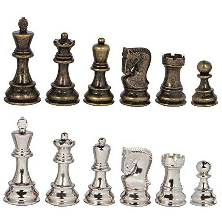 チェス コマのみ Lowell Silver and Bronze Metal Chess Pieces with 3.75 Inch King and Extra Queens, Pieces Only, No Board 【並行輸入品】｜MJ-MARKET 29,965円