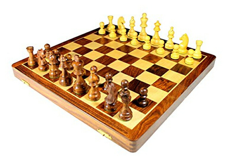 チェスセット StonKraft 18" x 18&Prime; Collectible Wooden Folding Chess Game Board Set+Wooden Crafted Pieces with Extra Queen 【並行輸入品】｜MJ-MARKET