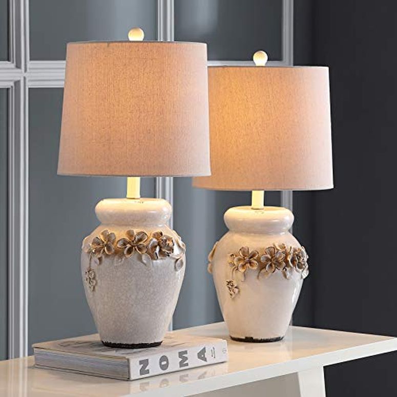 サファヴィヤ safavieh 時刻表照明ランプ サファビヤ サファヴィア SAFAVIEH Lighting Collection Marquesa Cream Vase 24-inch Bedroom Living Room Home Office Desk Nightstand Table Lamp Set of 2 (LED Bulbs Included) 【並行輸入品】