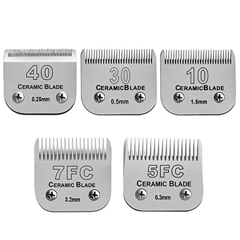 替刃 バリカン Size 10/30/40/5FC/7FC Detachable Pet Clipper Blades Set,Compatible with Most Andis,Oster A5,Wahl KM Series Clipper,Made of Ceramic Blade \u0026 Stainless Steel Blade 【並行輸入品】