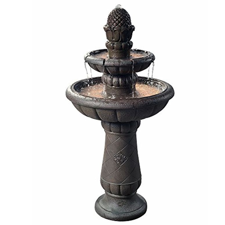 園地 吹き上げ 室内装飾吹き上げ 置き型 吹き上げ 滝のオブジェ ウォーターフォールファウンテン Teamson Home Deluxe Pineapple Pedestal 2 Tiered Floor Waterfall Fountain with Pump for Outdoor Patio Garden Backyard Decking, 39 Inch Height, Iron 【並行輸入品】