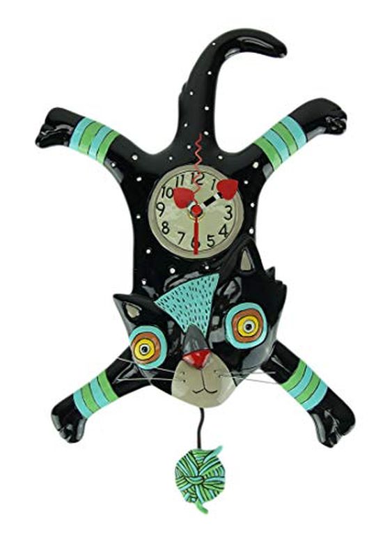 アレン デザイン 振り子時計 毛糸玉と子猫 Allen Designs Craft Attack Cat Whimsical Kitten Yarn Ball Pendulum Wall Clock 【並行輸入品】|MJ-MARKET