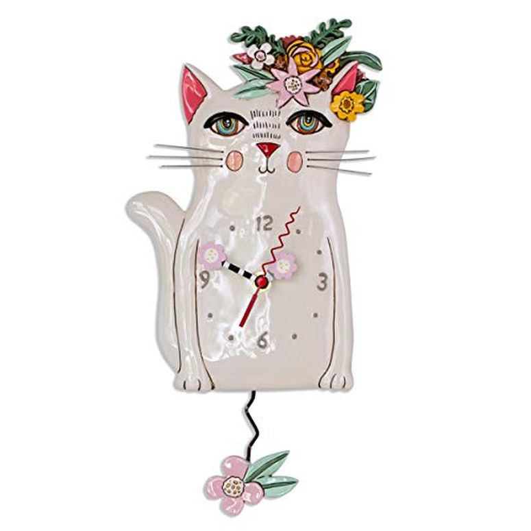 アレン デザイン 振り子時計 かわいい子猫 Allen Designs P1993 Swinging Pendulum Clock Pretty Kitty Cat Design 7.25 inches X 14.25 inches 【並行輸入品】|MJ-MARKET