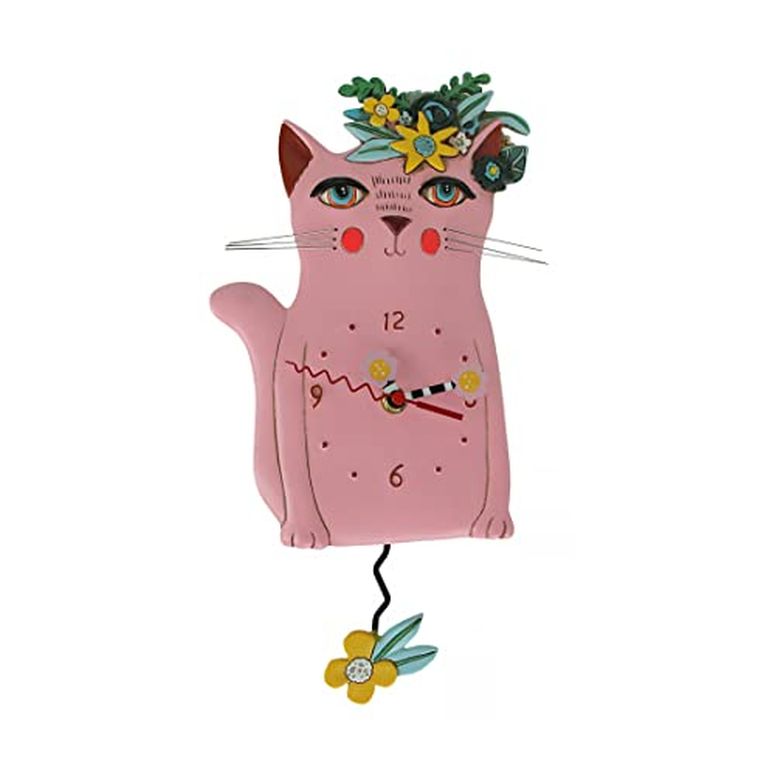 アレン デザイン 振り子時計 ピンクの花の猫 Allen Designs Pretty Kitty Pink Floral Cat Pendulum Wall Clock 【並行輸入品】｜MJ-MARKET