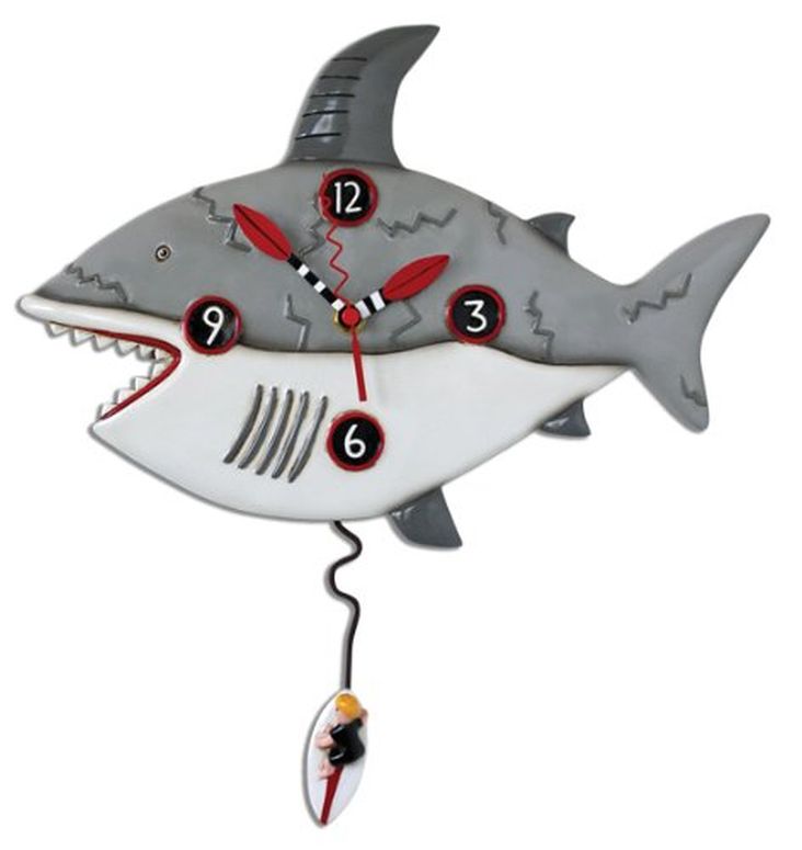 アレン デザイン 振り子時計 サメ サーフィンのリスク Allen Designs Surf at Risk Pendulum Clock 【並行輸入品】