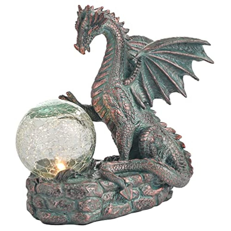 ガーデンライトLEDソーラーライト ソーラーパワー TERESA'S COLLECTIONS Garden Sculptures & Statues, Solar Dragon Outdoor Statues Figurines, Resin Bronze Gothic Decor Lawn Ornaments for Patio Table Deck Balcony Yard Decorations, 8.9 In 【並行輸入品】｜MJ-MARKET