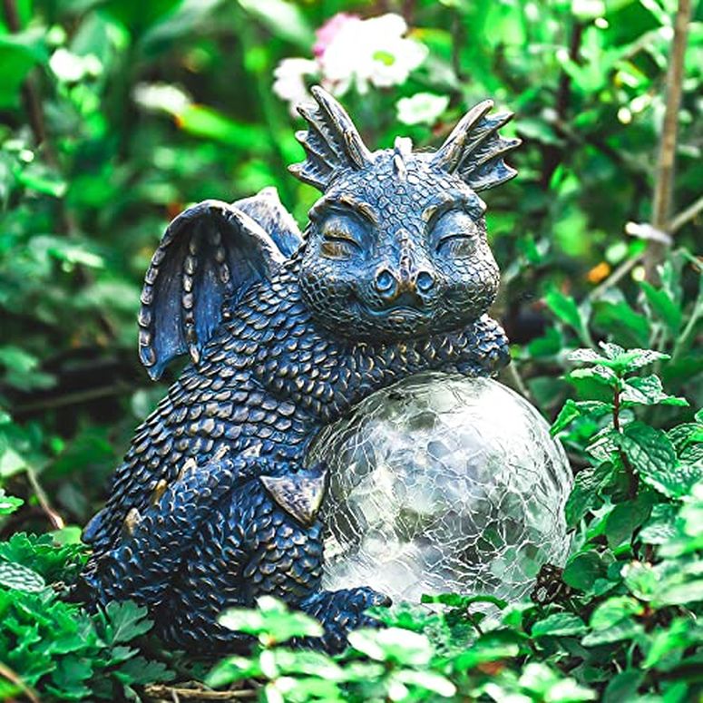 ガーデンライトLEDソーラーライト ソーラーパワー WONDER GARDEN Dragon Statue - Sleeping Dragon Figurines Solar Light Resin Garden Statues with Crackled Glass Globe Outdoor Waterproof Lawn Ornament Decor 【並行輸入品】 16,000円
