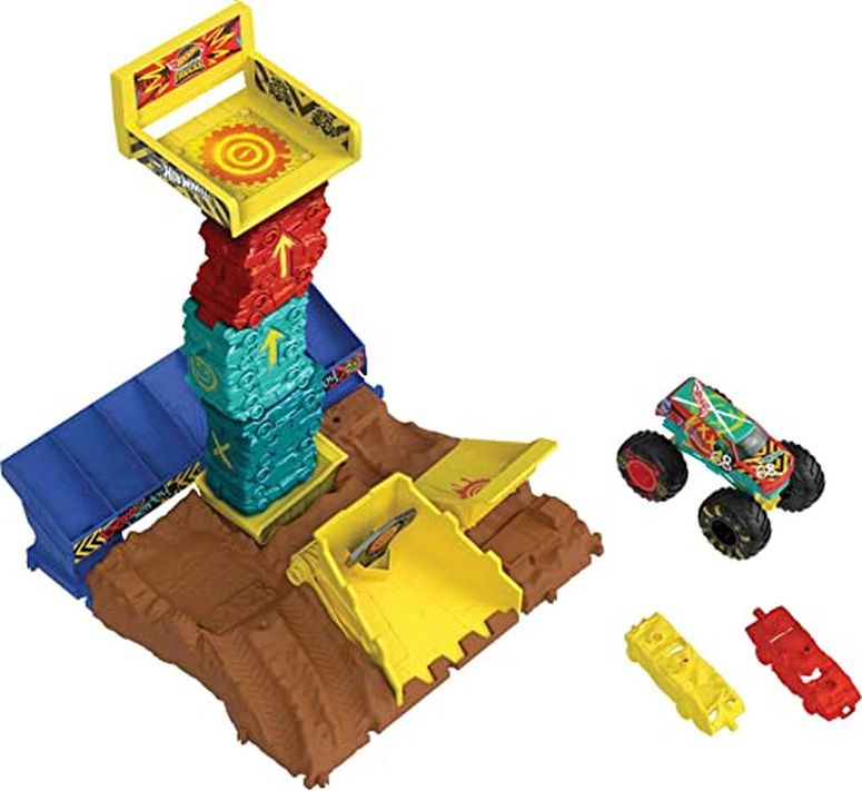 ホットウィール モンスタートラック Hot Wheels Monster Trucks Arena Smashers Demo Derby Car Jump Challenge, Demo Derby Toy Truck in 1:64 Scale & 2 Crushable Cars 【並行輸入品】 11,088円