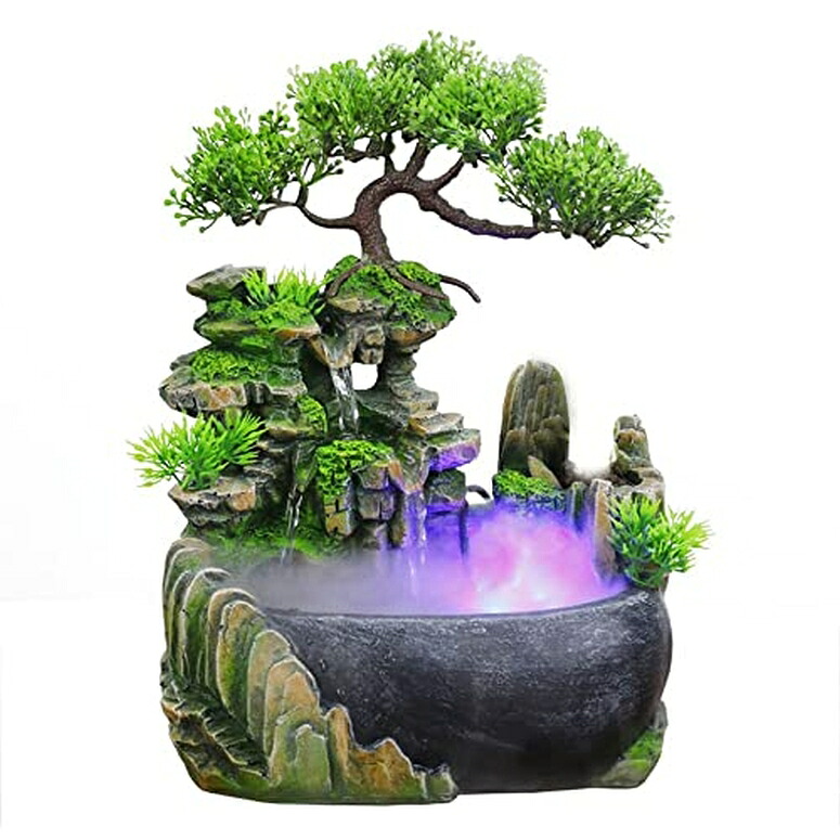 卓上 吹き上げ 滝のオブジェ テーブルトップファウンテン 室内装飾吹き上げ Xshelley Indoor Tabletop Fountains ， Rockery, Water, Waterfall, Plants, Desktop Fountain, atomizing humidifier Fountain, Home Office Desktop Decorations, Automatic P 【並行輸入品】