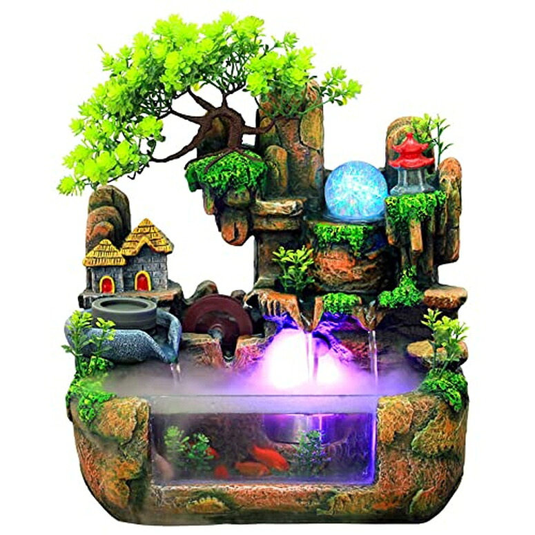 卓上 噴水 滝のオブジェ テーブルトップファウンテン インテリア噴水 Indoor Relaxation Desktop Fountain Waterfall with Rockery, AquariumsPlant Atomizing Humidifier,Desktop Fountain for Home, Bedroom Desk Decoration (Rockery 5) 【並行輸入品】|MJ-MARKET