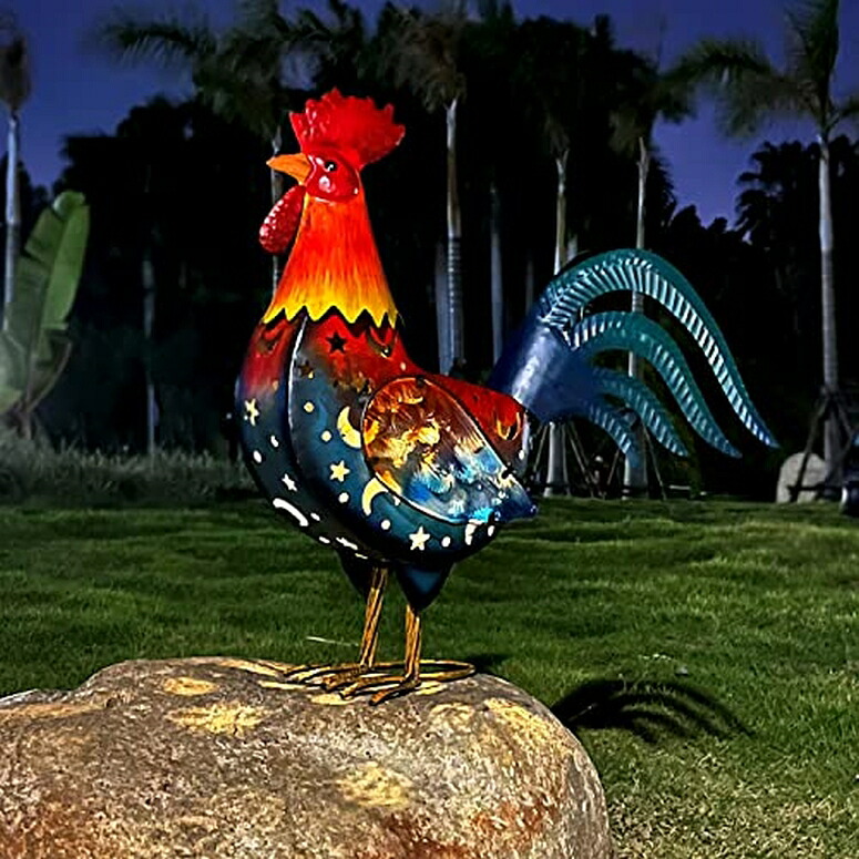 ガーデンライトLEDソーラーライト ソーラーパワー LIFFY Outdoor Rooster Decor, Solar Lights Rooster Metal Garden Yard Art, Chicken Decoration for Home Patio Lawn Backyard Farmhouse Kitchen, 18 inch 【並行輸入品】｜MJ-MARKET