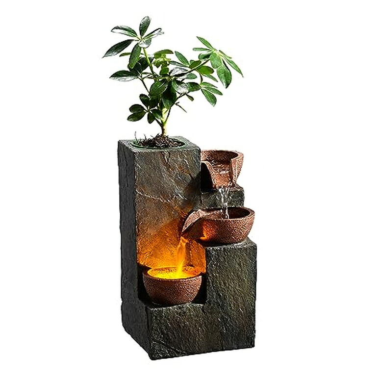 卓上 吹き上げ 滝のオブジェ テーブルトップファウンテン 室内装飾吹き上げ MSEONWXI Indoor Fountain Waterfall Tabletop for Home Decor Three Bowls Rock 3 Tier Fountain Relaxing and Sound Plant by Yourself(23061) 【並行輸入品】