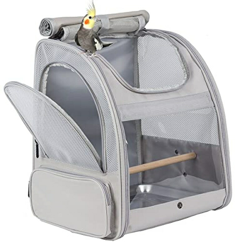 インコ 小鳥 バード トラベルキャリアー Bird Backpack, Bird Travel Carrier with Stand Perch, Airline Approved Grey Bird Backpack Carrier 【並行輸入品】