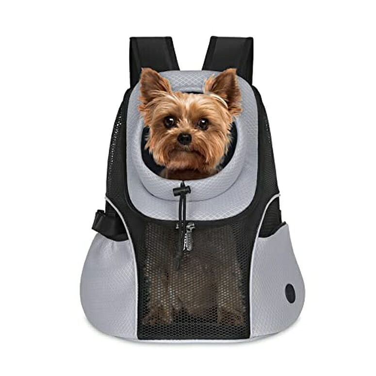インコ 小鳥 バード トラベルキャリアー WOYYHO Pet Dog Carrier Backpack Small Dog Front Backpack Ventilated Mesh Dog Travel Back Pack with Safety Belt for Travel Hiking Cycling Outdoor Use (M (5-10 lbs), Grey) 【並行輸入品】
