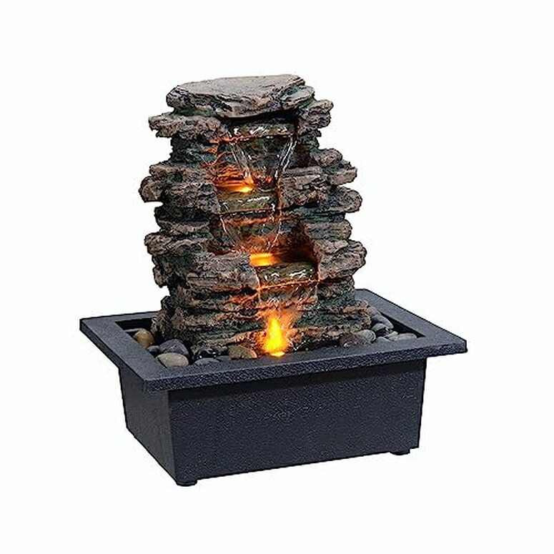 卓上 吹き上げ 滝のオブジェ テーブルトップファウンテン 室内装飾吹き上げ MAOCHI Tabletop Water Fountain, Home D?cor Soothing Sound Machine with Automatic Pump, Deep Basin and Natural River Rocks. Indoor Zen Relaxation for Office, Living R 【並行輸入品】