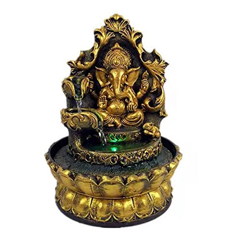 卓上 噴水 滝のオブジェ テーブルトップファウンテン インテリア噴水 Ganesha Statues Indoor Water Fountain, Elephant Buddah Statute Tabletop Fountain with Rolling Ball, Zen Fountain for Home Office Bedroom Desk Decoration (Style 1)