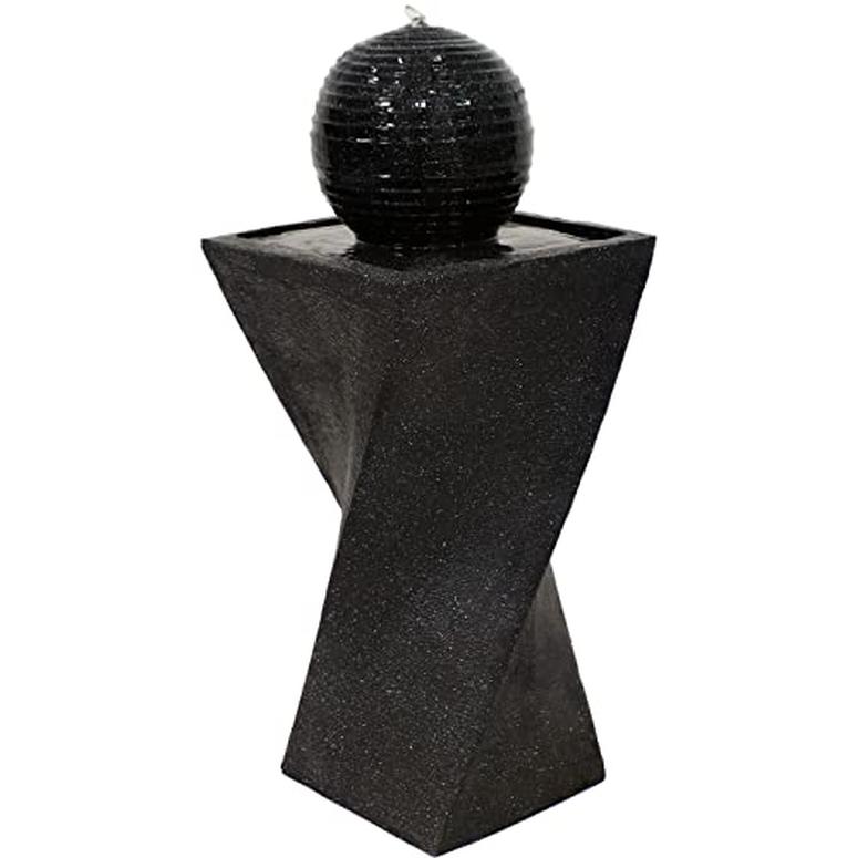 庭園 吹き上げ 室内装飾吹き上げ 置き型 吹き上げ 滝のオブジェ ウォーターフォールファウンテン Sunnydaze Black Ball 32-Inch Solar Fountain with Solar Battery Backup and LED Light - Submersible Pump - Resin and Fiberglass