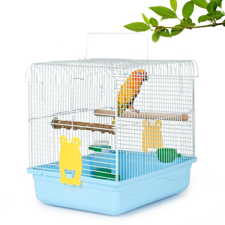 インコ 小鳥 バード トラベルキャリアー Travel Bird Cages for Cockatiels - Parrot Cage Starter Kit with Stand Accessories Birdcage Great for Parakeets Lovebirds Parrotlets Finches Canaries and More Small Birds(Blue)