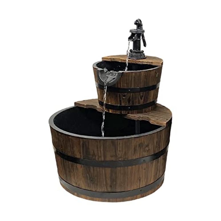 ガーデン 噴水 インテリア噴水 置き型 噴水 滝のオブジェ ウォーターフォールファウンテン Westcharm 3 Gallons Cascading Water Fountain for Outdoor Outside Patio Yard | Decorative 2-Tier Wood Wine Barrel Fountain with Adjustable Pump | 2 【並行輸入品】
