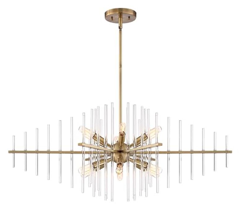 卓上 噴水 滝のオブジェ テーブルトップファウンテン インテリア噴水 DESIGNERS FOUNTAIN Reeve 12-Light Island Pendant with Clear Glass Rods, Burnished Antique Brass, 90438-BAB 【並行輸入品】|MJ-MARKET