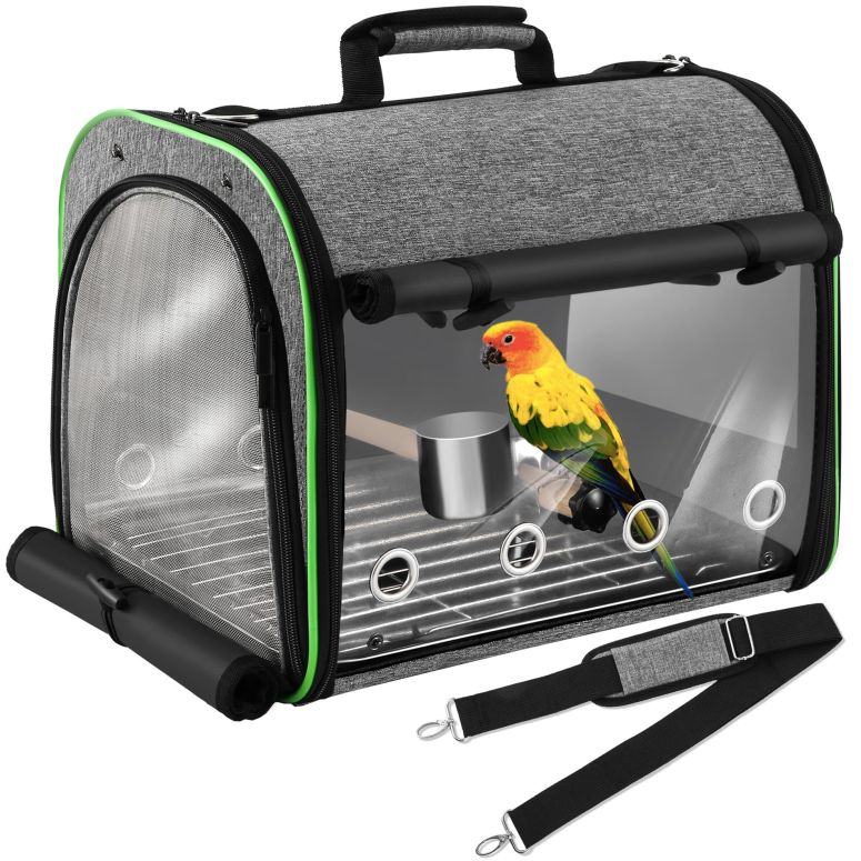 インコ 小鳥 バード トラベルキャリアー Suertree Bird Carrier Bag Bird Travel Cage with Stand, Indestructible Stainless Steel Mesh Backpack for Parrot, Portable Bird Travel Bag, Pet Transparent Breathable Travel Cage 【並行輸入品】