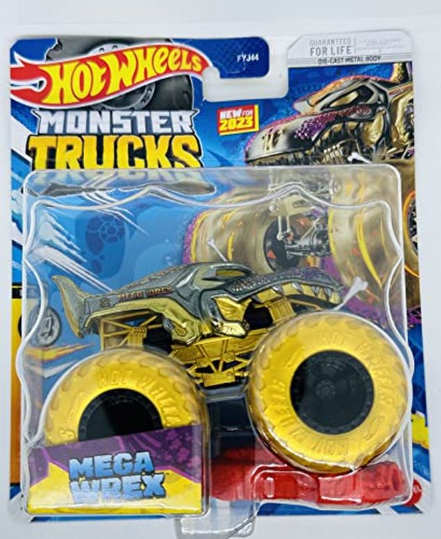 ホットウィール モンスタートラック Hot Wheels Monster Trucks - MEGA WREX - Champion Crashers 1/6 - Gold - 2023 Mix 2 【並行輸入品】