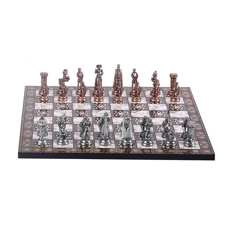 チェスセット Medieval British Army Antique Copper Metal Chess Set for Adults, Handmade Pieces and Mosaic Design Wooden Chess Board King 2.75 inc 【並行輸入品】｜MJ-MARKET