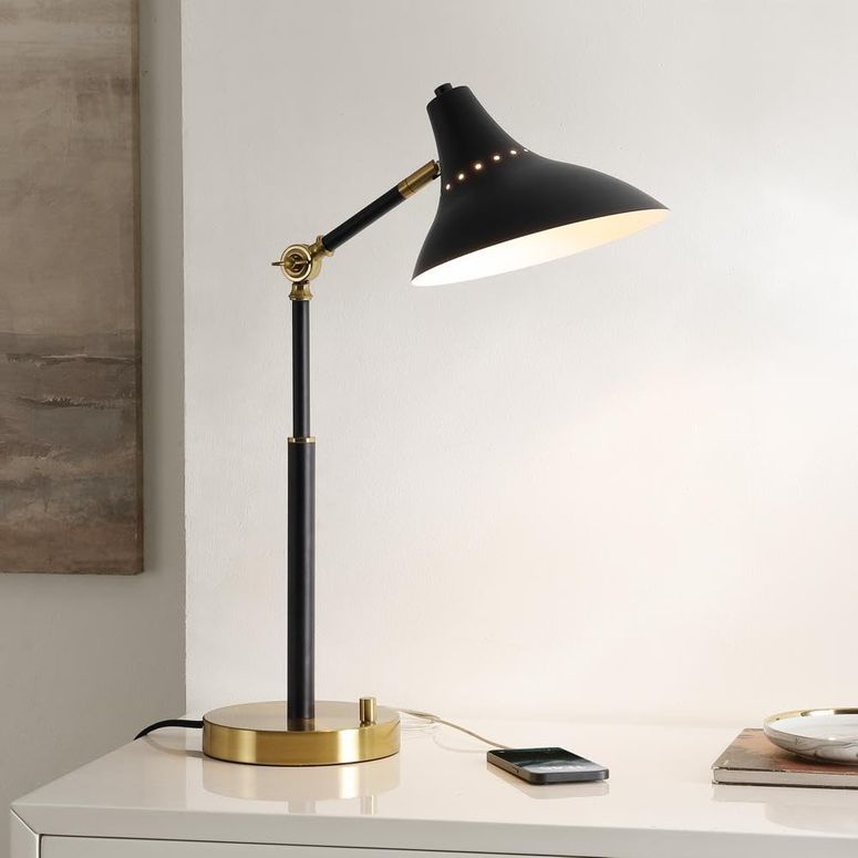 サファヴィヤ safavieh テーブルランプ サファビヤ サファヴィア SAFAVIEH Lighting Collection Author Black/Brass 19-inch Task Desk Table Lamp with USB Charging Port, Ideal for Living Room, Bedroom, Nightstand, Home Office, Dorm (LED Bu 【並行輸入品】|MJ-MARKET