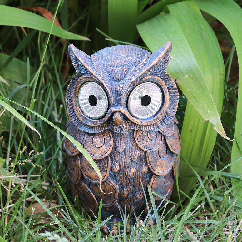 ガーデンライトLEDソーラーライト ソーラーパワー Dnoifne Owl Outdoor Garden Ornaments, Solar Garden Owl Garden Decor Statue, Resin Owl Garden Ornament with Solar Lights, Waterproof Garden Owl Statues Sculptures for Patio Lawn Porch O 【並行輸入品】