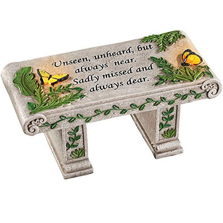 ガーデンライトLEDソーラーライト ソーラーパワー Collections Etc Solar Powered LED Outdoor Garden Memorial Bench with Heartwarming Inscription - Perfect Faux Stone Plaque Statue to Remember Loved Ones 12" L x 5 1/2" W x 5 1/4" H 【並行輸入品】|MJ-MARKET