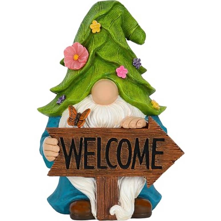 ガーデンライトLEDソーラーライト ソーラーパワー Mood Lab Garden Gnome - Solar Gnome Figurine with Welcome Sign - 9.1 Inch Decor Outdoor Lawn Statue with LED Lights 【並行輸入品】｜MJ-MARKET
