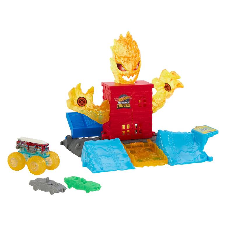 ホットウィール モンスタートラック Hot Wheels Monster Trucks Torch Tower Takedown Playset, 1:64 Scale 5-Alarm Firetruck Battles The Fire Monster for a Funny Reveal, 2 Crushed Cars, Power Smashers 【並行輸入品】｜MJ-MARKET