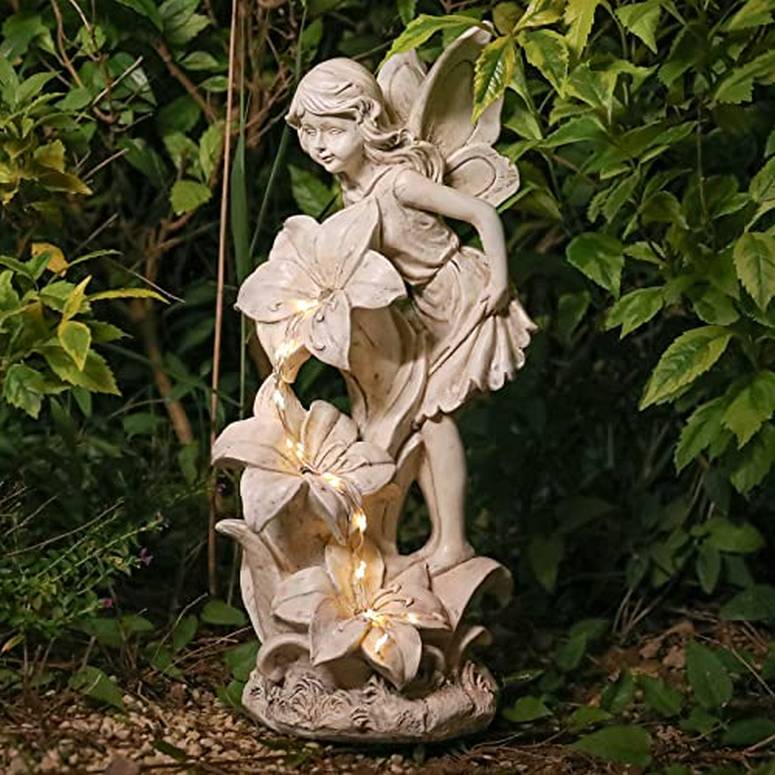 ガーデンライトLEDソーラーライト ソーラーパワー Ovewios Angel Garden Statue Outdoor, Solar Powered Resin Garden Sculptures Fairy Angel Statues Waterproof LED Lights Yard Art Decorations for Outside Patio Lawn Ornament Garden Gifts 【並行輸入品】