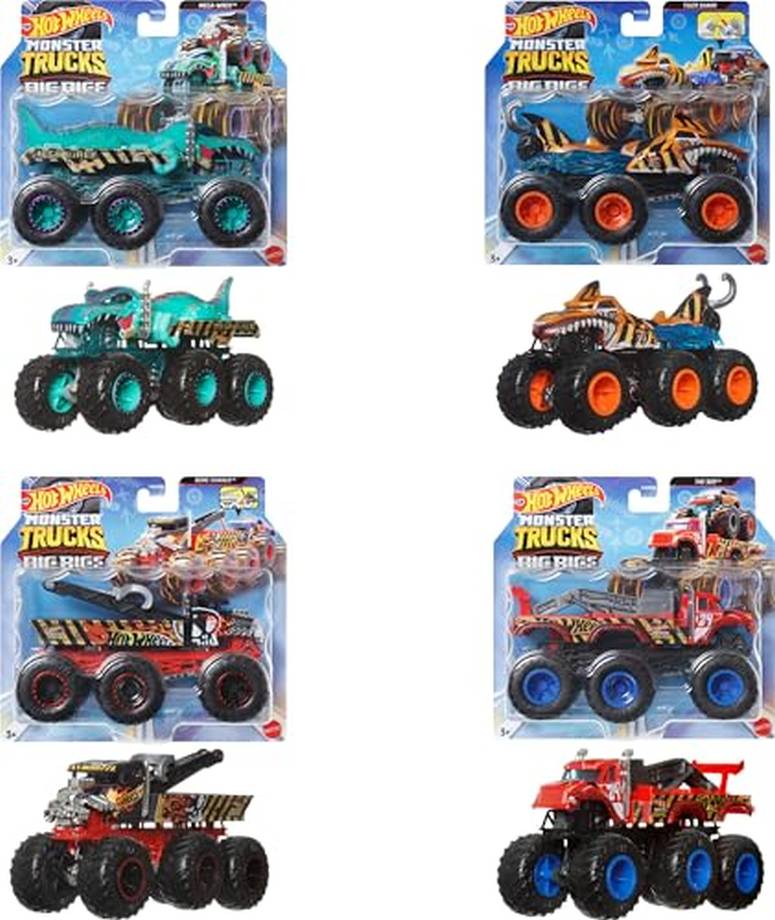 ホットウィール モンスタートラック Hot Wheels Monster Trucks Big Rigs 1:64 Scale Toy Truck with 6 Wheels for Transporting or Towing Other Vehicles (Styles May Vary) HWN86 【並行輸入品】
