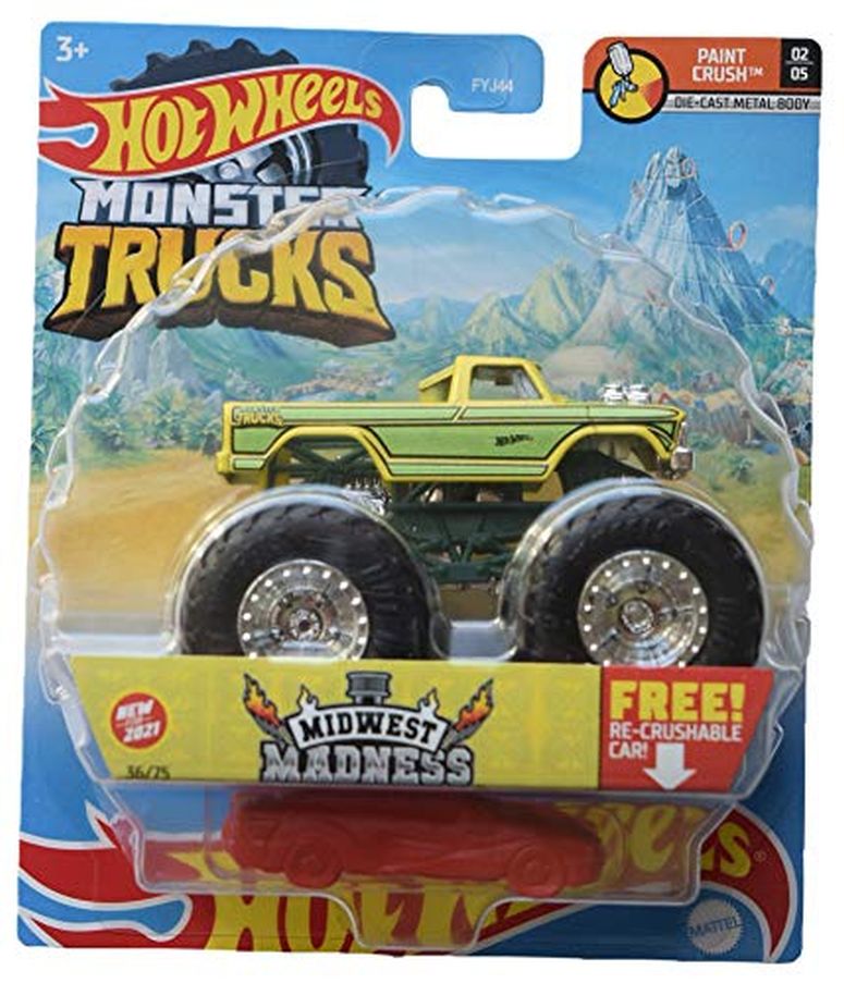 ホットウィール モンスタートラック Hot Wheels Monster Trucks Midwest Madness, Re Crushable 36/75 [Paint Crusha 2/5] Green 2021 【並行輸入品】