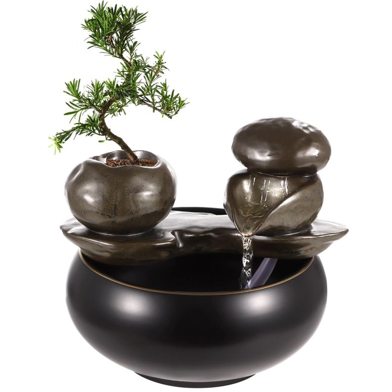 卓上 噴水 滝のオブジェ テーブルトップファウンテン インテリア噴水 Ceramic Tabletop Fountain, Ceramic Pot Fountain Desktop Water Fountain Indoor, for Indoor and Home Decoration Table Desk Office Patio 【並行輸入品】