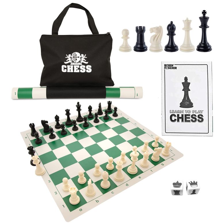 チェスセット WE Games Best Value Tournament Chess Set w/ a Green Roll Up Vinyl Board, Plastic Pieces & Bag 【並行輸入品】｜MJ-MARKET