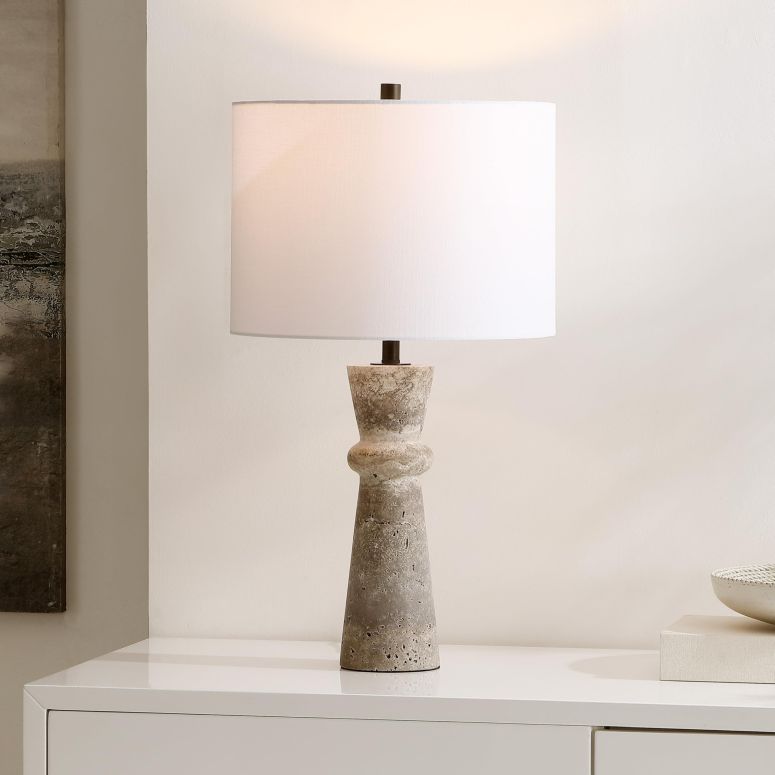 サファヴィヤ safavieh テーブルランプ サファビヤ サファヴィア SAFAVIEH Lighting Collection Colette Grey Travertine 25-inch Table Lamp (LED Bulb Included) 【並行輸入品】 50,580円