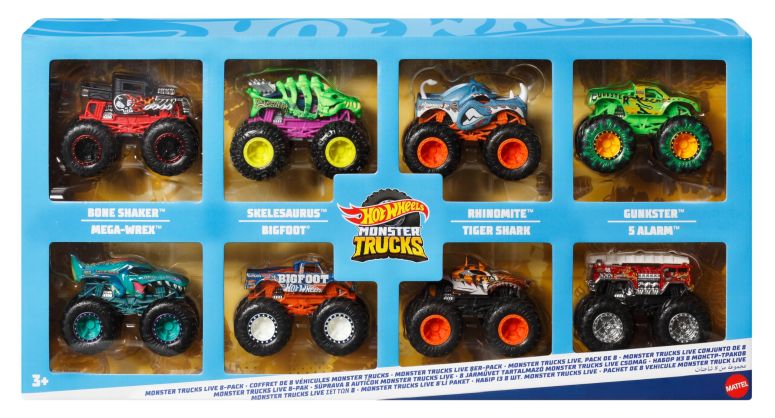 ホットウィール モンスタートラック Hot Wheels -Monster Trucks, Set of 8 die-cast Toy Vehicles in The 1:64 Scale with Hero Figures and Fans' Favourite Figures from Monster Trucks Live and YouTube Series, JCW76 【並行輸入品】