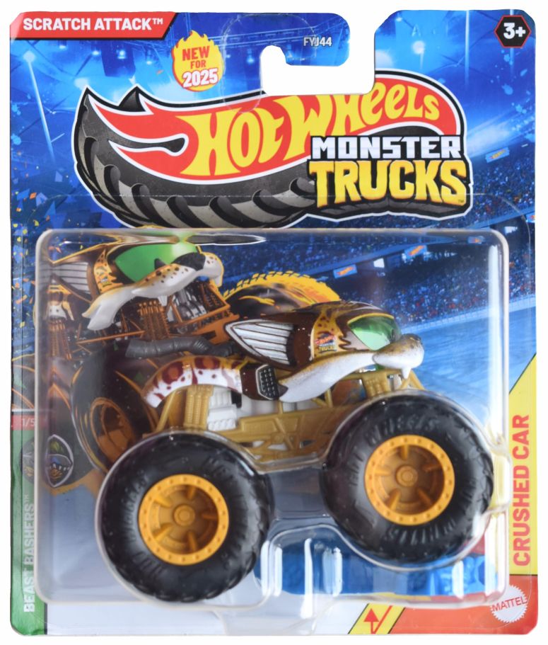 ホットウィール モンスタートラック Hot Wheels Monster Trucks Scratch Attack, Beast Bashers 1/5 Includes Crushed Car 1:64 Scale 【並行輸入品】 9,417円