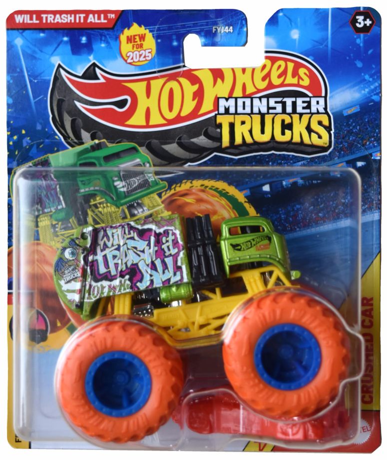 ホットウィール モンスタートラック Hot Wheels Monster Trucks Will Trash It All, Freestyle Wreckers 1/12 Includes Crushed Car 【並行輸入品】