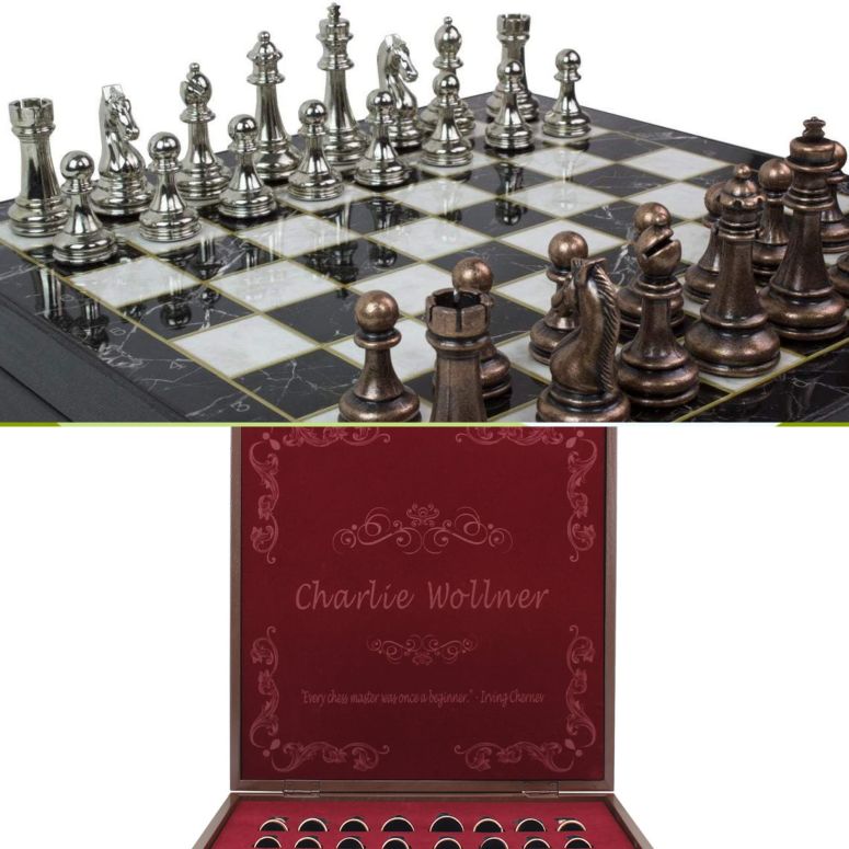 チェス仕かける Antochia Crafts 14 Inches Personalized Chess Set - Boxed Custom Chess Board and Metal Chess Figures Set - Gift Idea 【並行輸入品】 ファミリートイ・ゲーム-おもちゃ